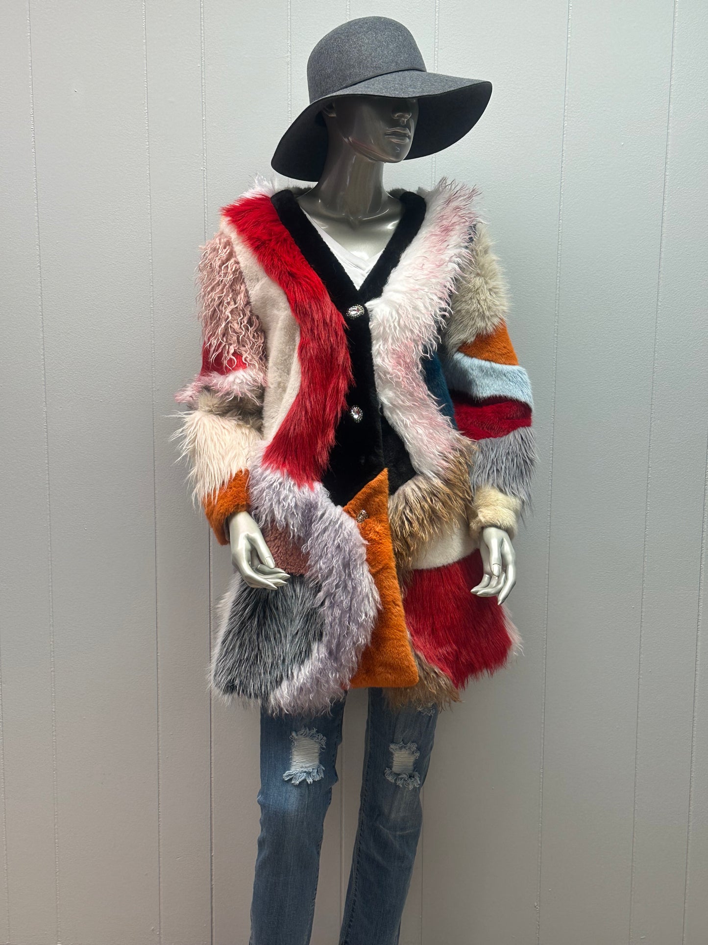 Patch It Faux Fur Coat