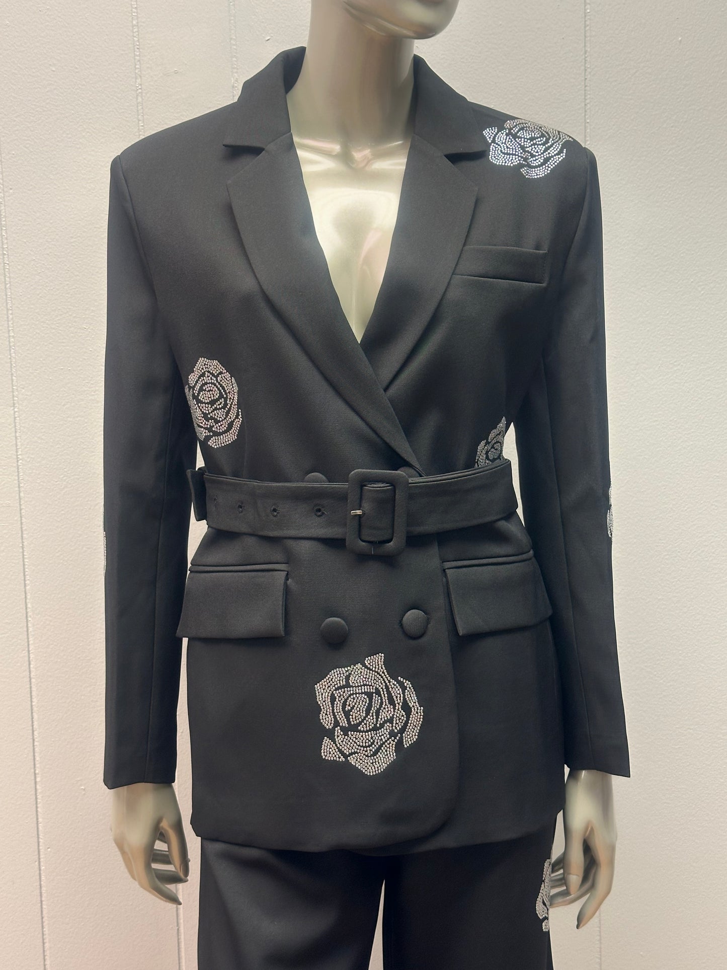 Flo Rho Rhinestone 2pc Pants Suit with Belt