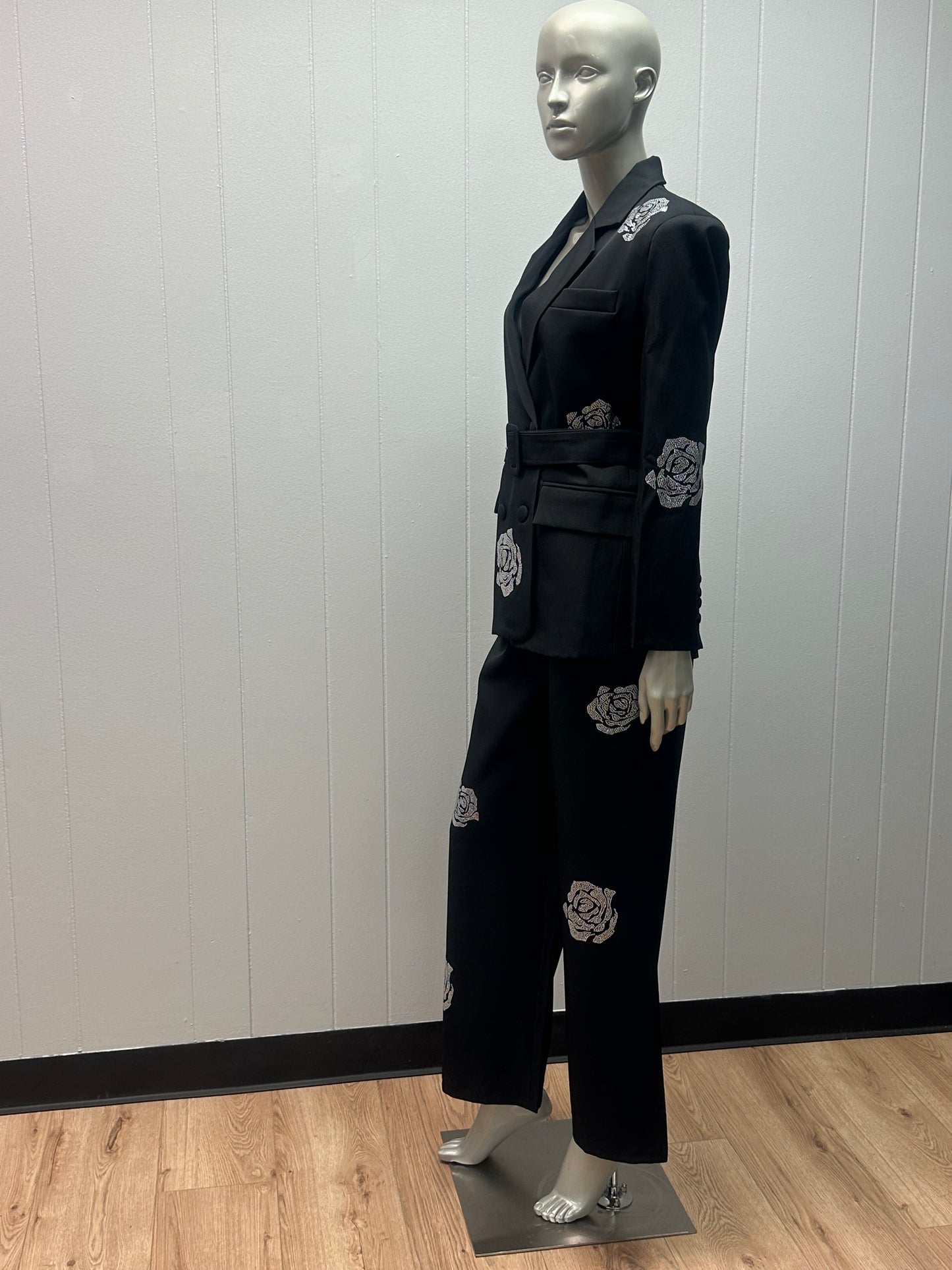 Flo Rho Rhinestone 2pc Pants Suit with Belt