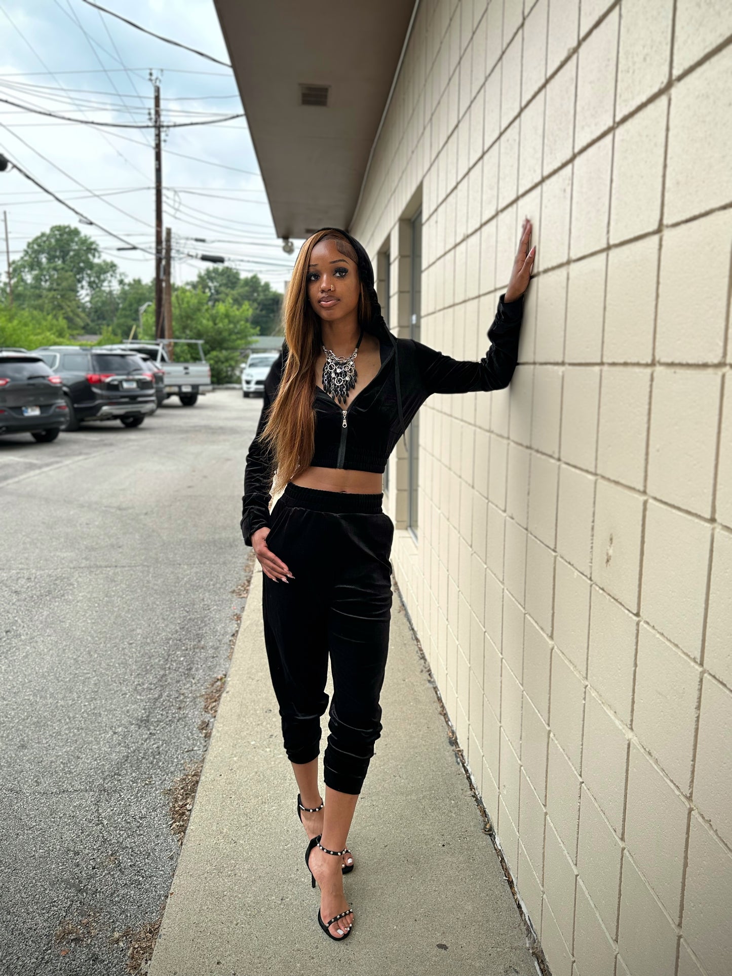 Baddie Velvet Jogger Set