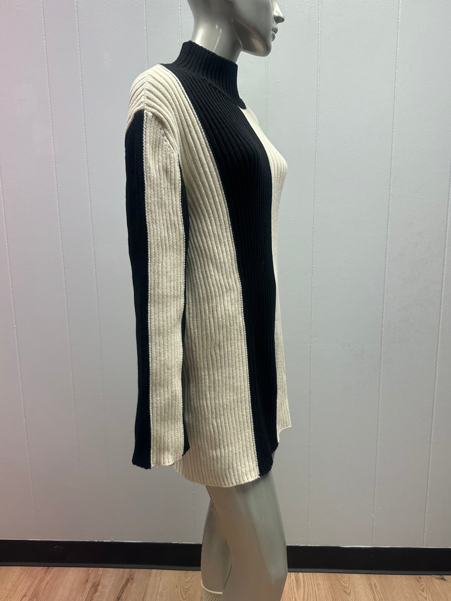 Twiggy Mod Striped Oversized Sweater Dress