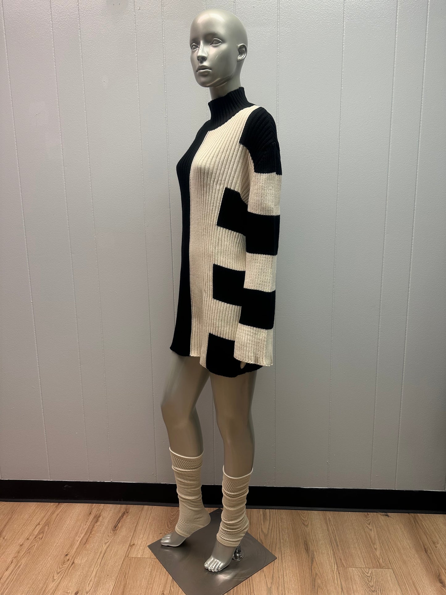 Twiggy Mod Striped Oversized Sweater Dress