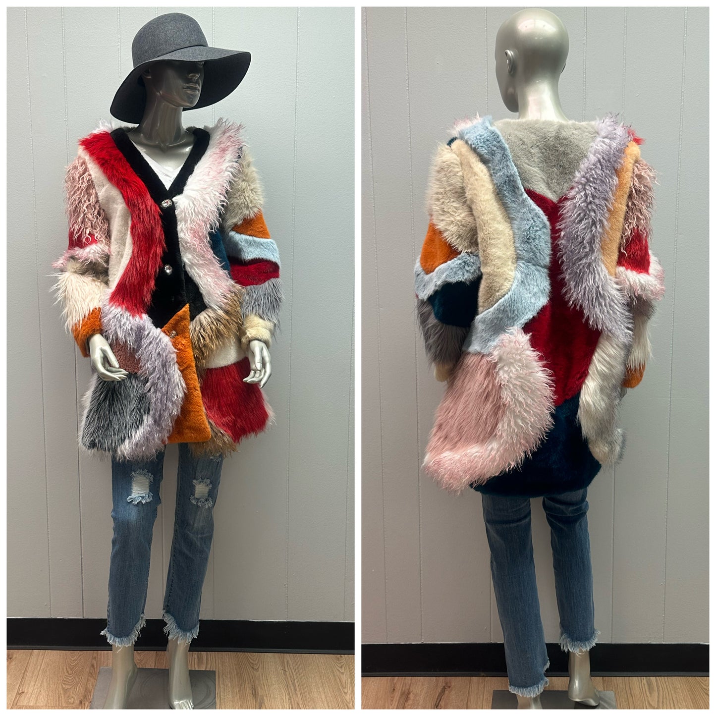 Patch It Faux Fur Coat
