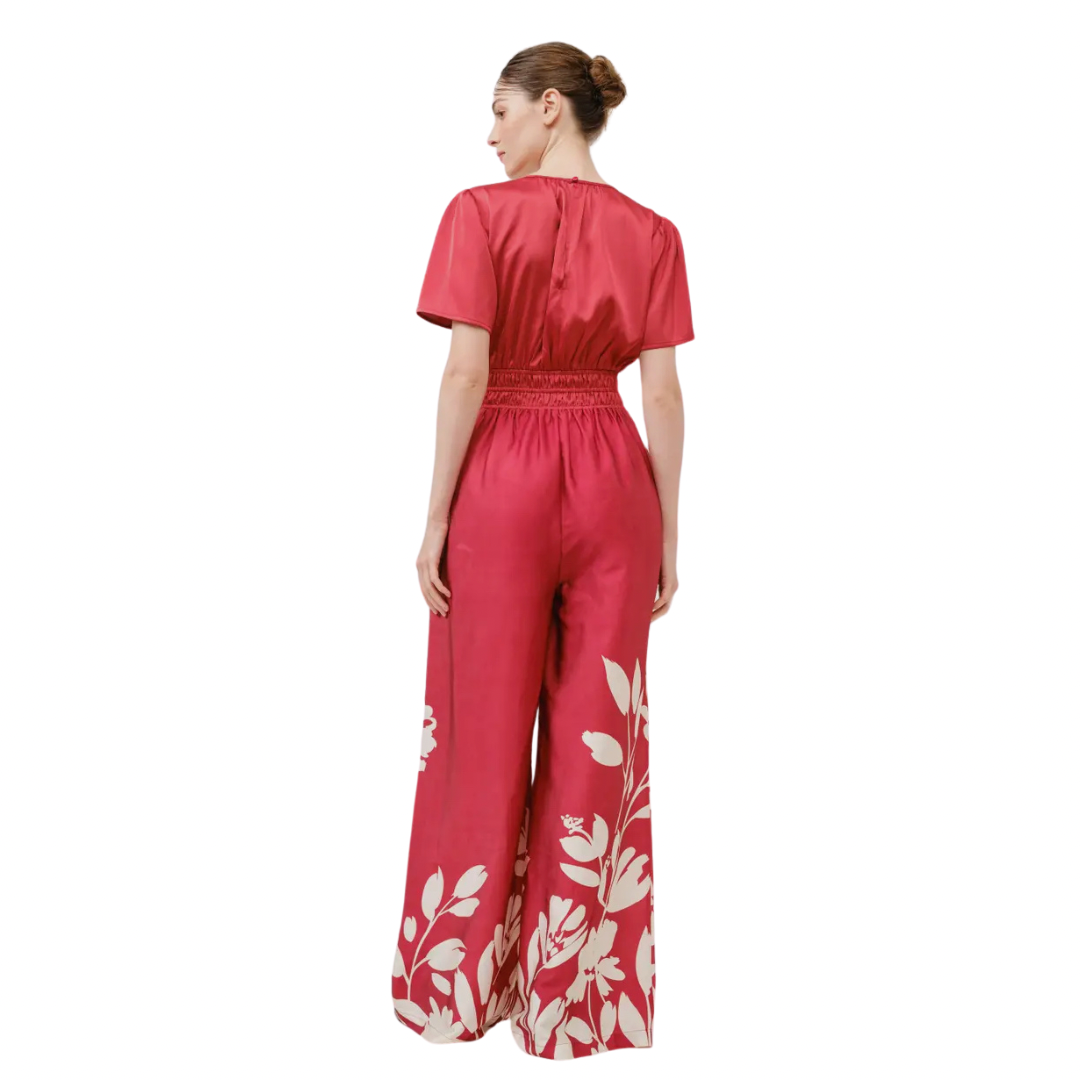Find Me Red Floral Jumpsuit