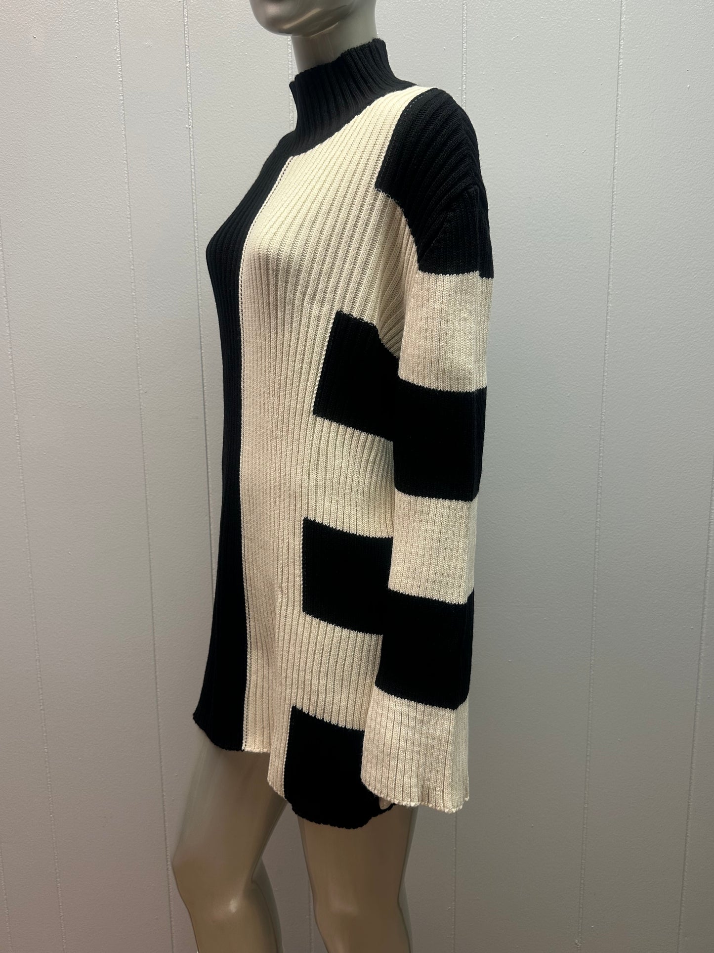 Twiggy Mod Striped Oversized Sweater Dress