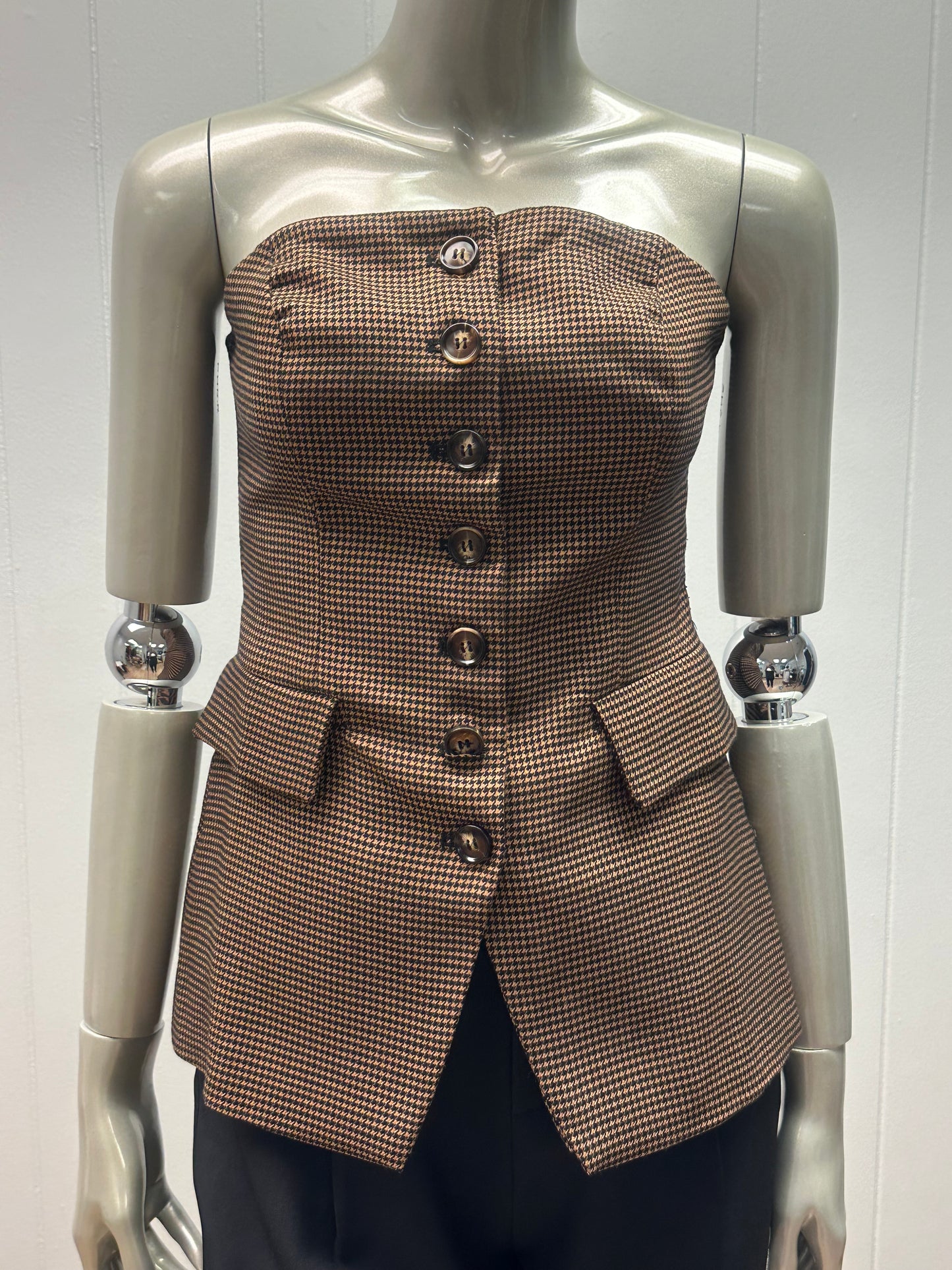 After Work Houndstooth Blazer Bustier