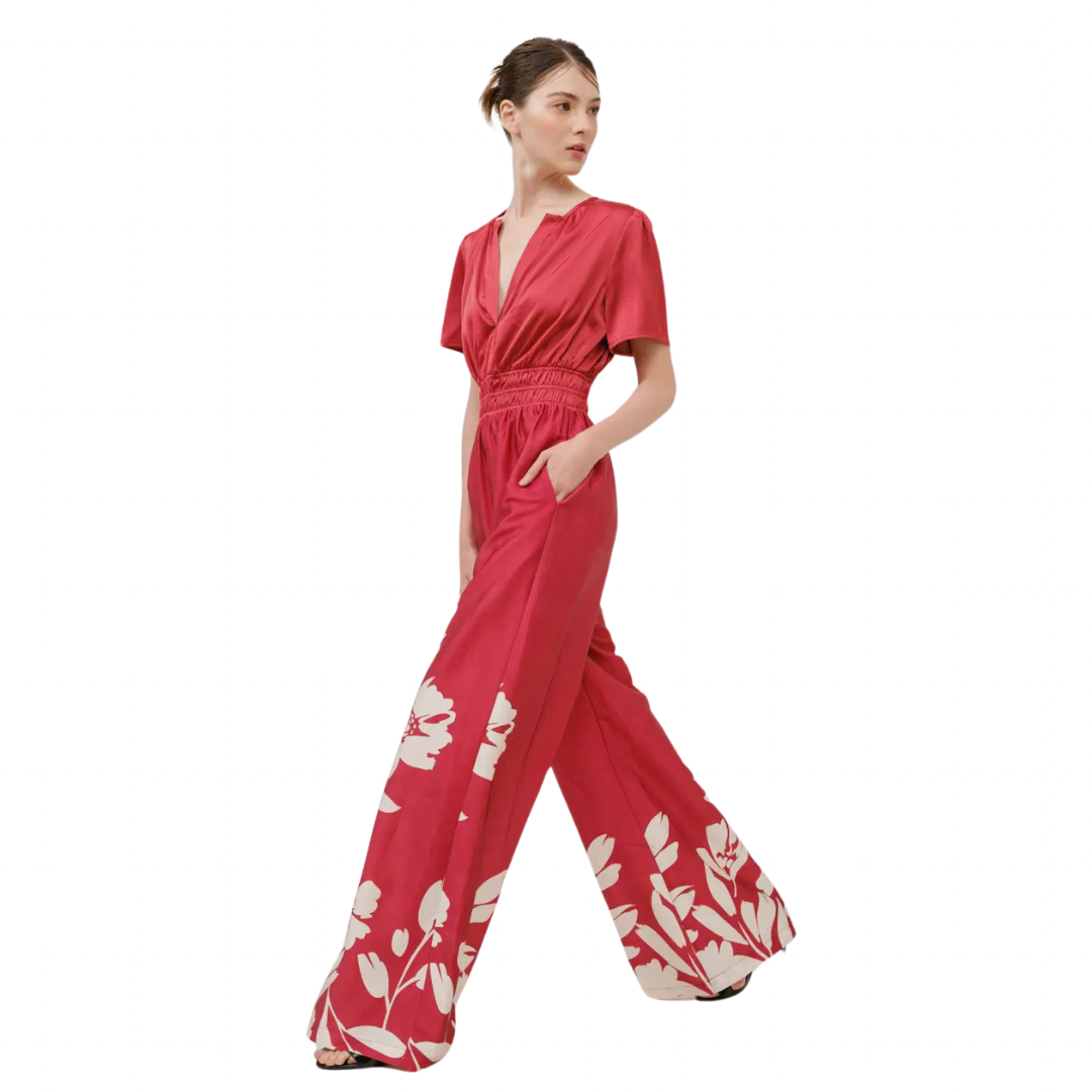 Find Me Red Floral Jumpsuit