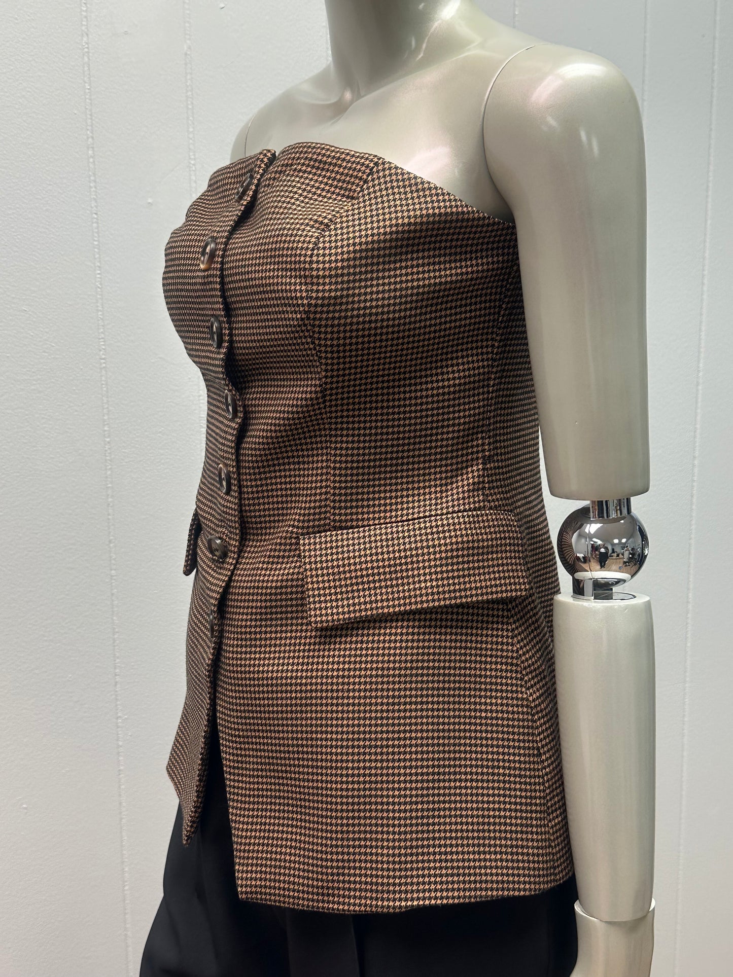 After Work Houndstooth Blazer Bustier