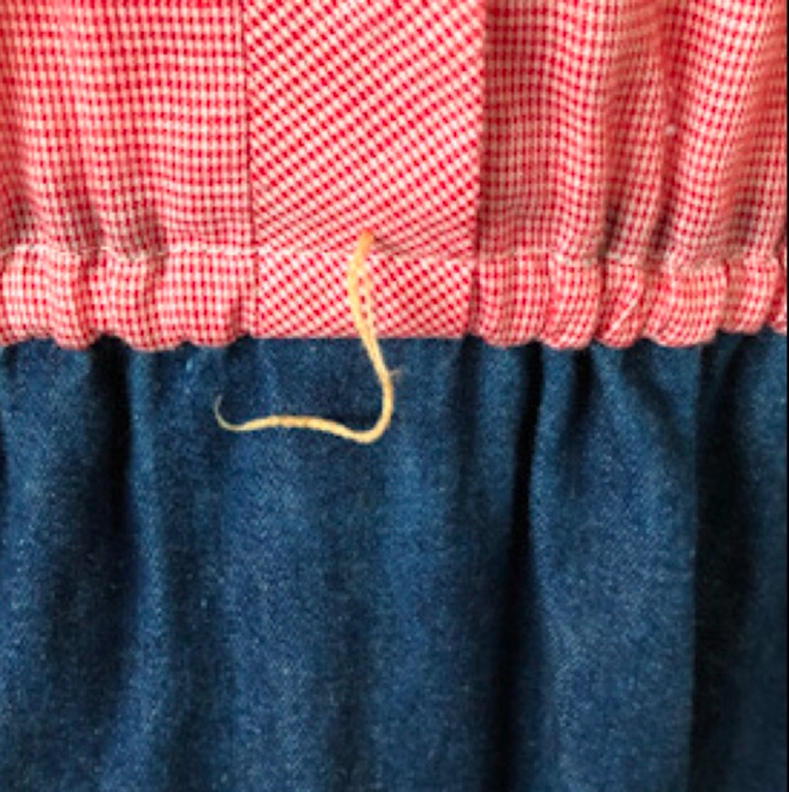 Vintage Melissa Lane Gingham and Denim Western Dress w/Belt