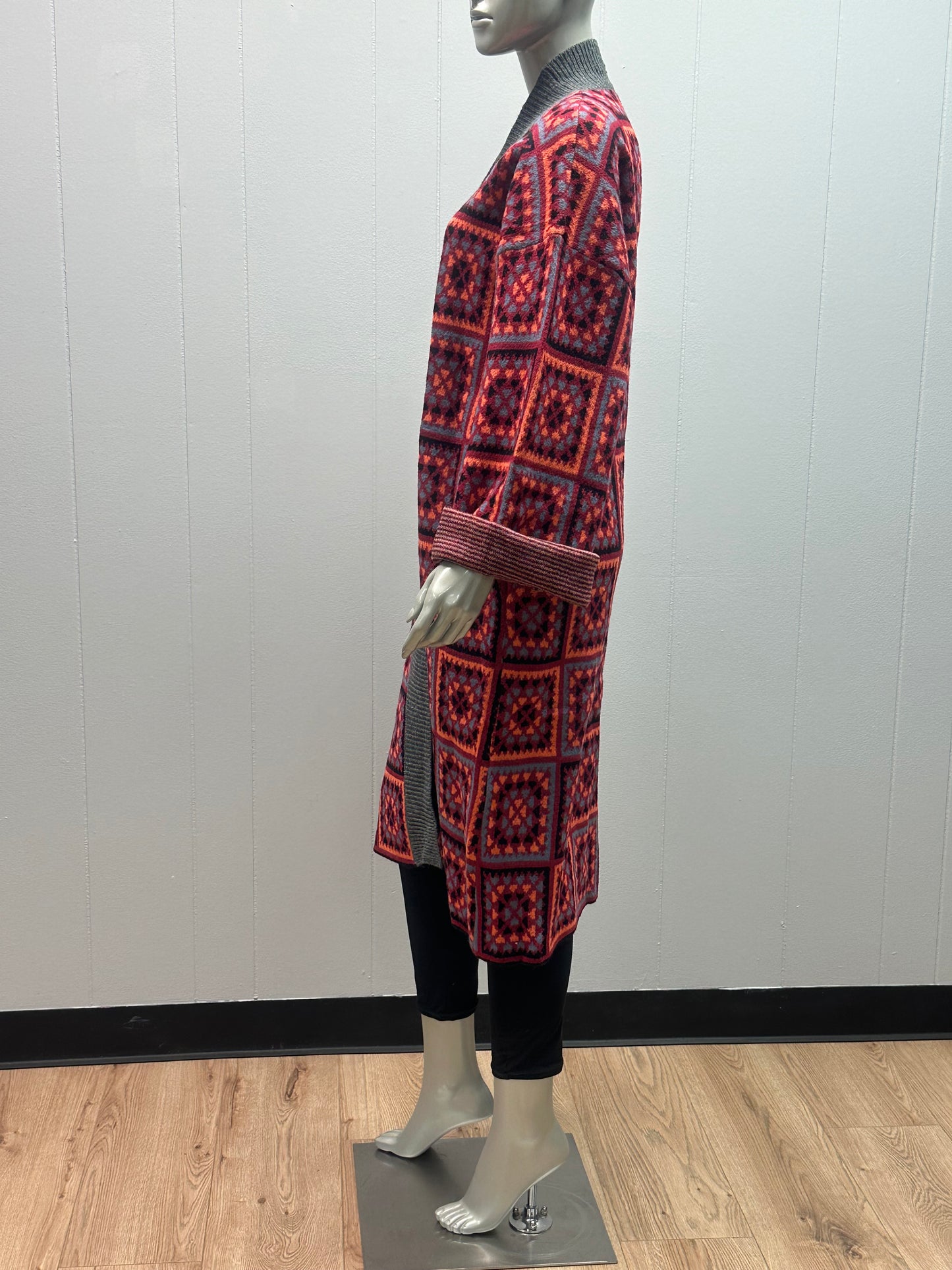 Arellia Patch It Up Red Multi Kimono Cardigan