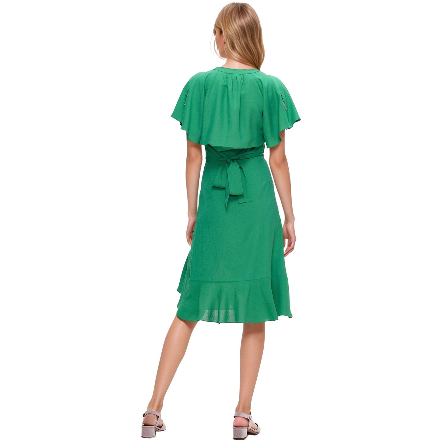 Cindy Asymmetrical Hem Button Front Skirt in Kelly Green