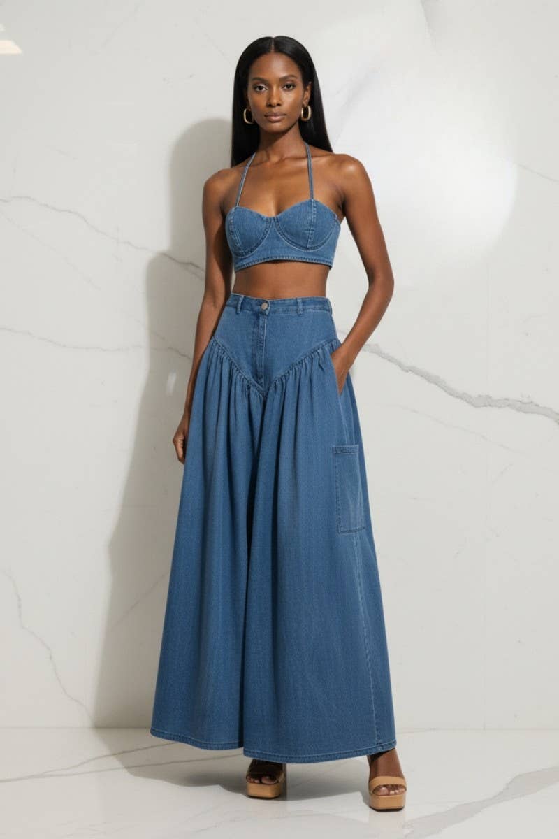 PLUS SIZE Two-Piece Wide-Leg Pant Set