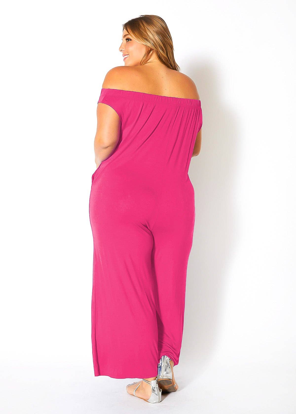 Comfy N’ Cute Plus Size Off Shoulder Wide Leg Jumpsuit