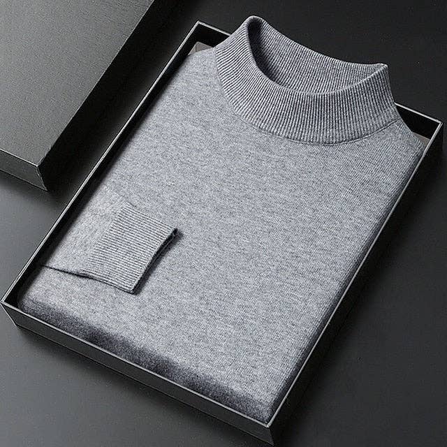Men Turtleneck Sweater Pullover Knit Ribbed Style
