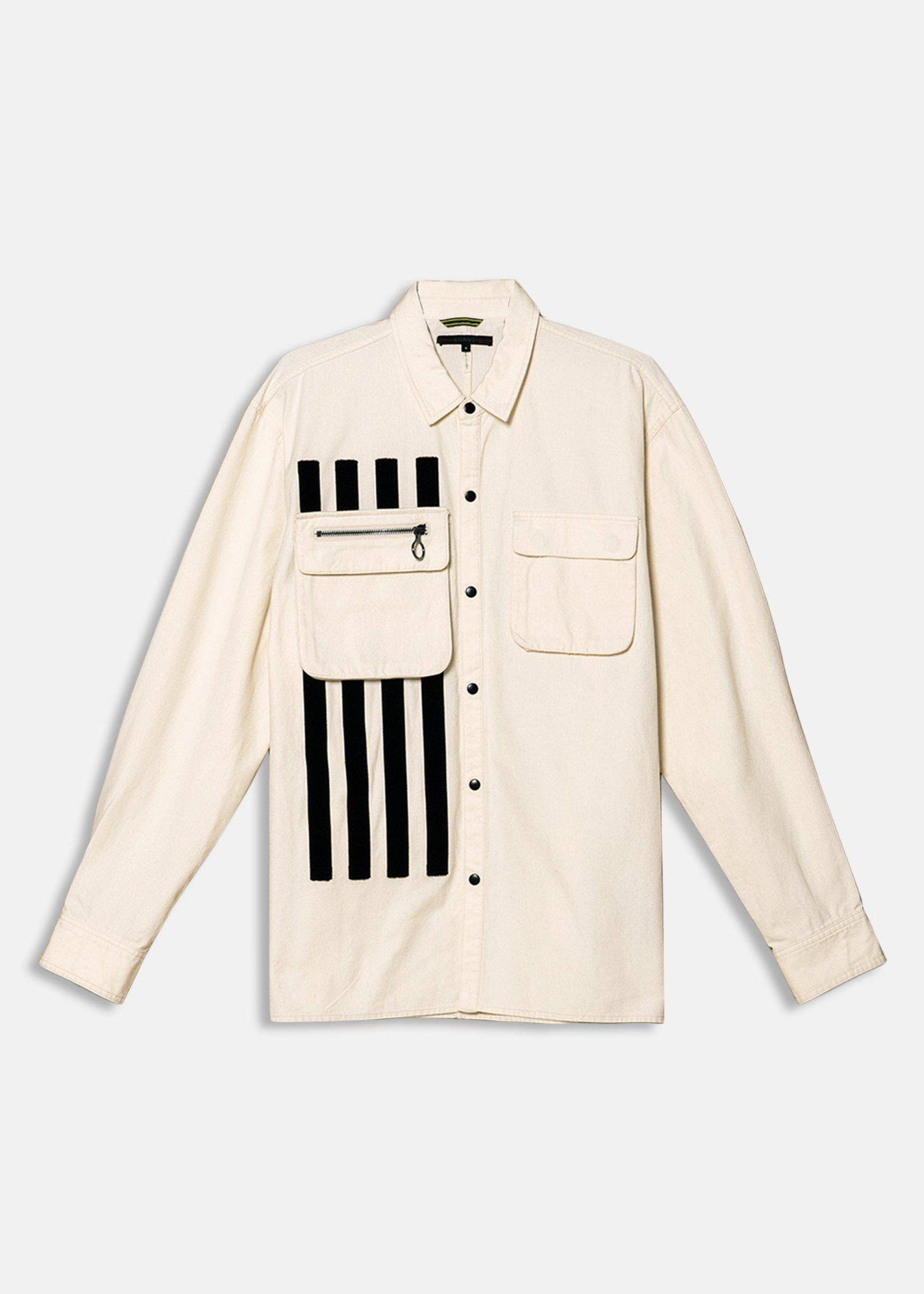 Konus Men's Canvas Shirt With Bellow Pockets in Black