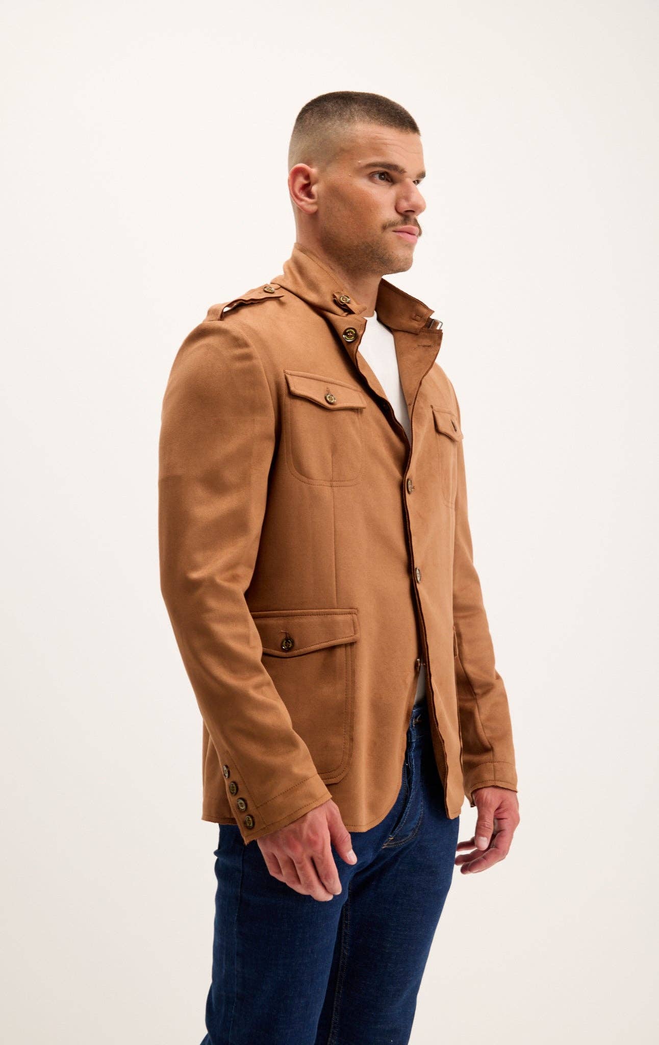 Men's Faux Suede Safari Jacket - Camel