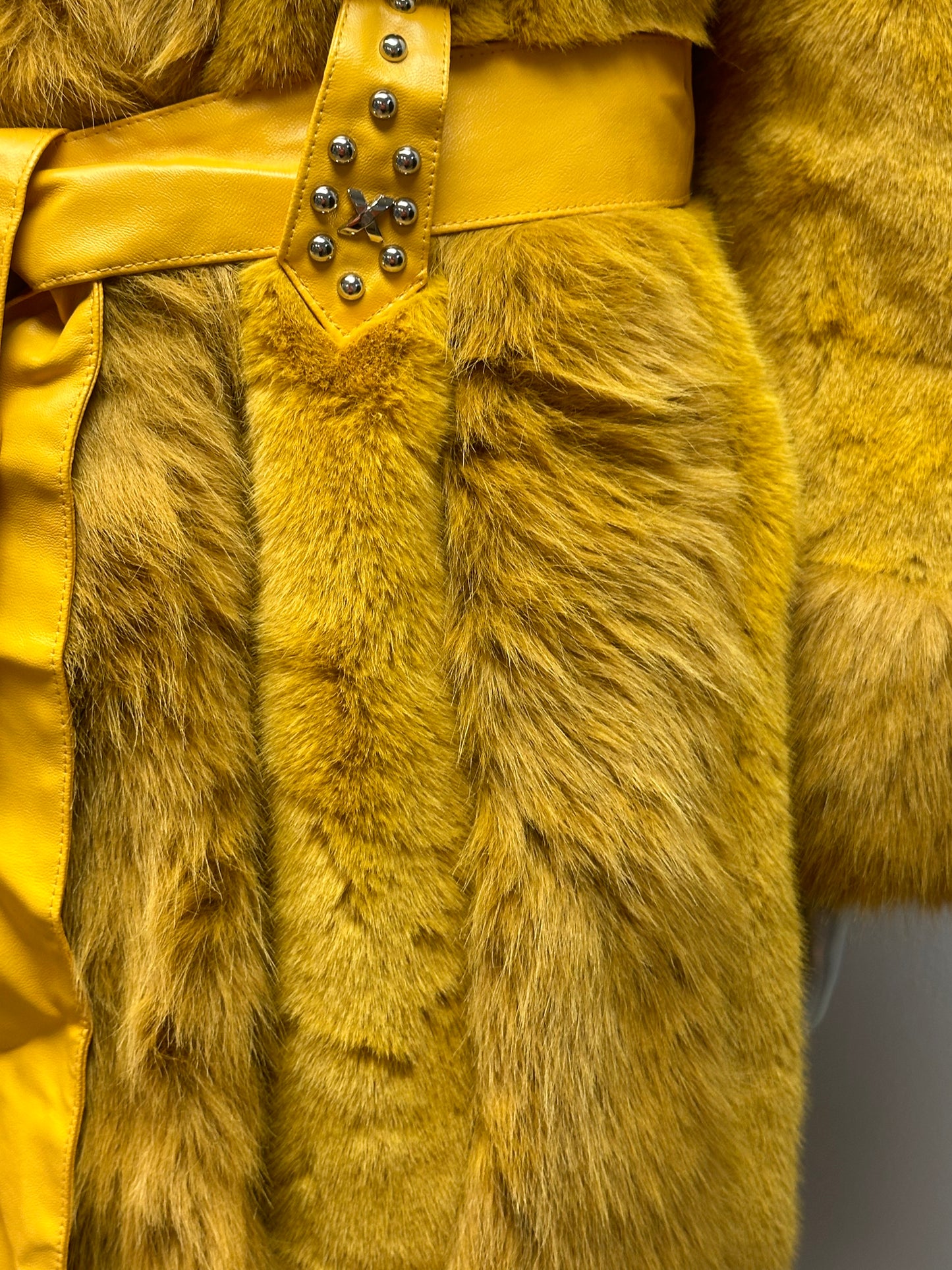 Valley Yellow Faux Fur Coat