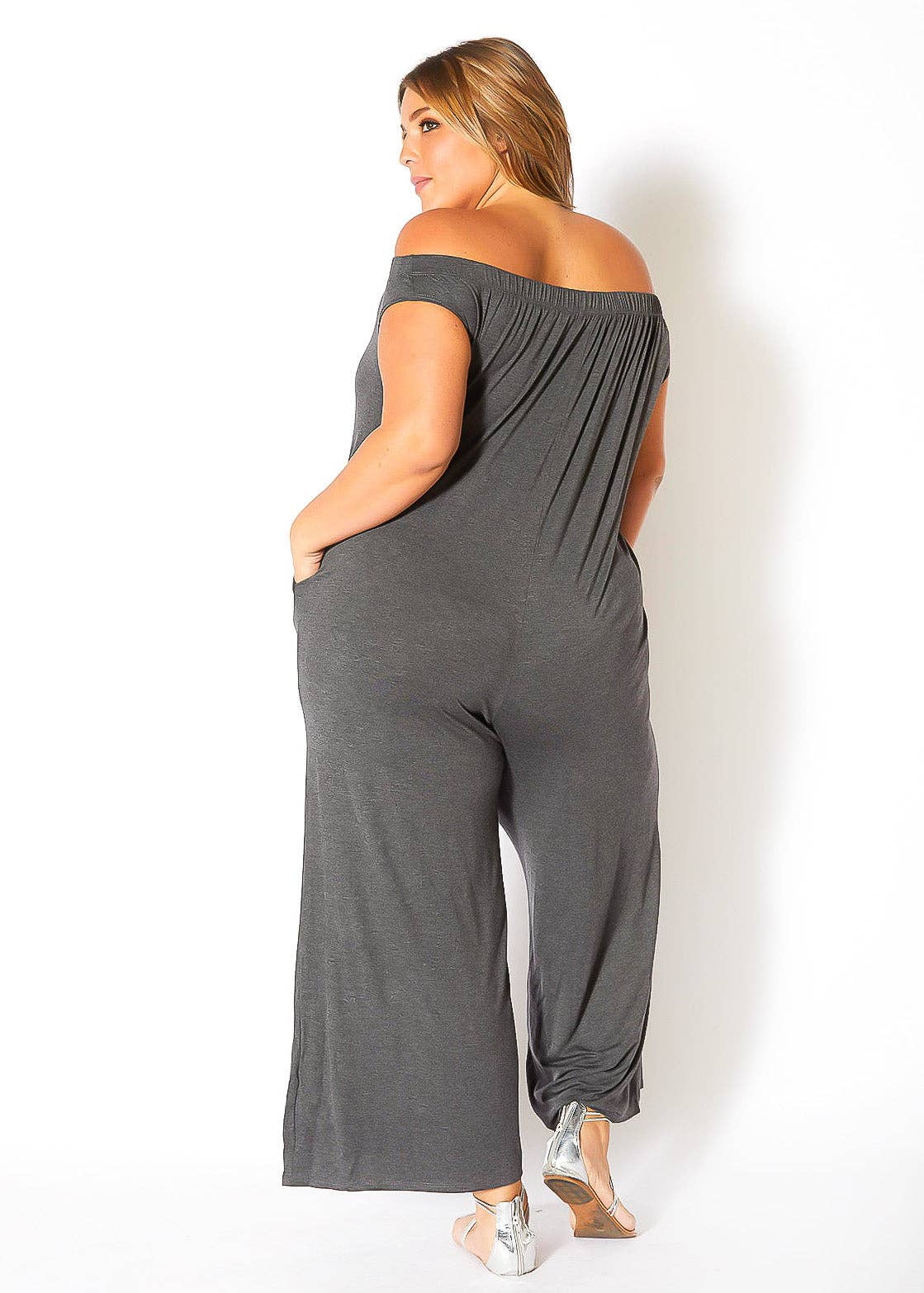 Comfy N’ Cute Plus Size Off Shoulder Wide Leg Jumpsuit