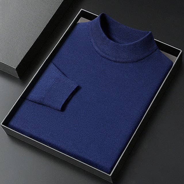 Men Turtleneck Sweater Pullover Knit Ribbed Style