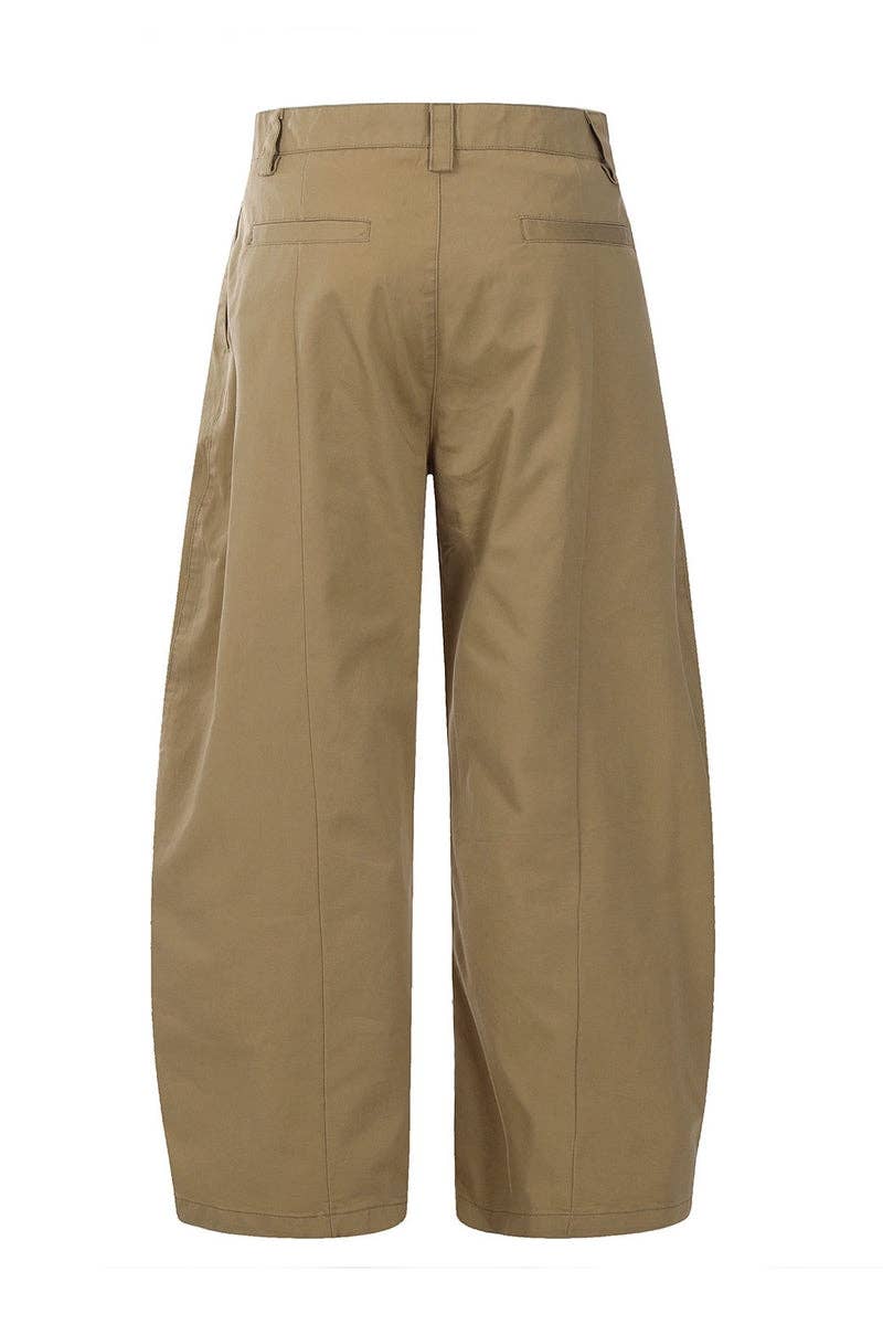 Baggy Button Wide-Leg Trousers