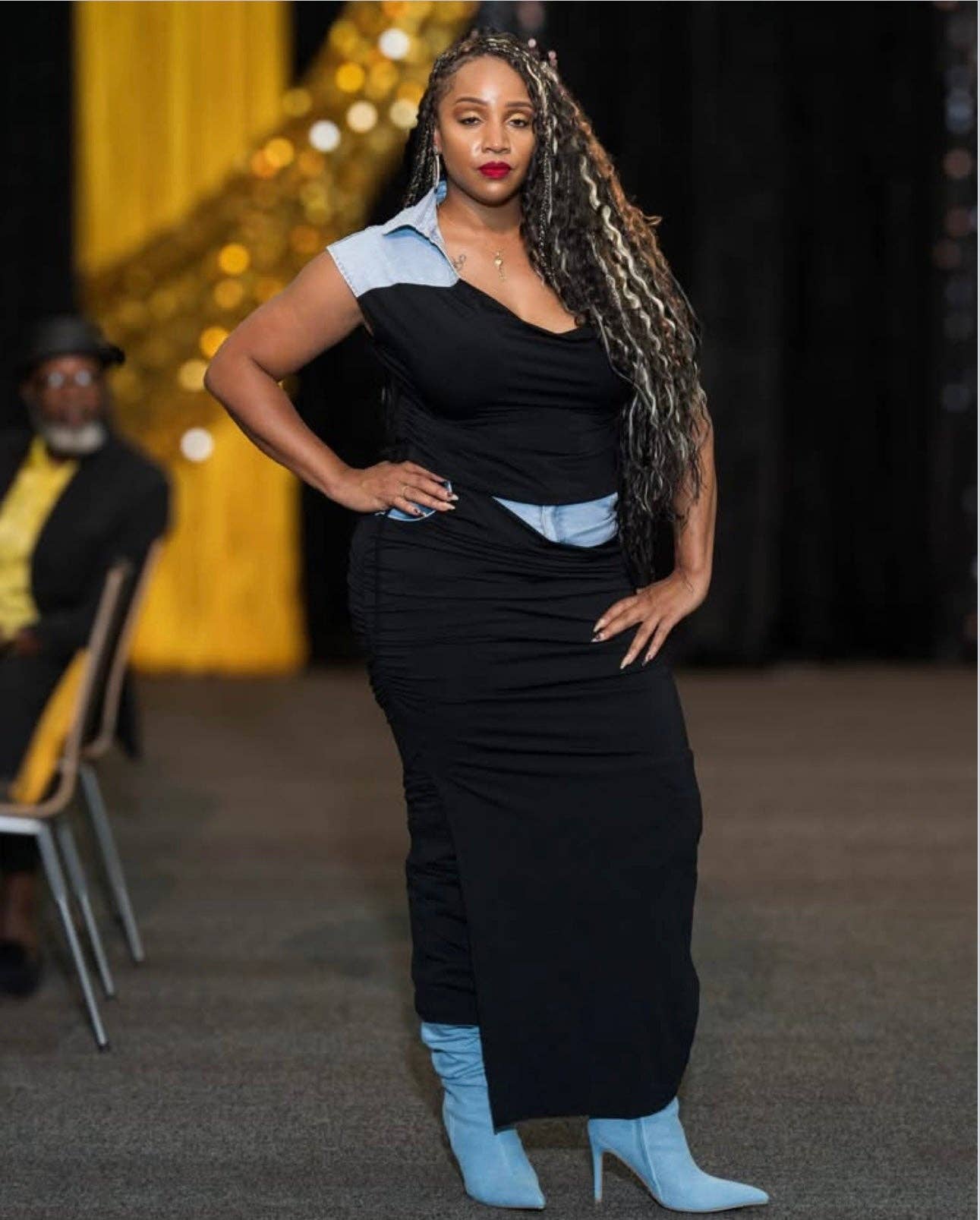 Diggin’ Her 2 Pc Denim and Black Skirt Set