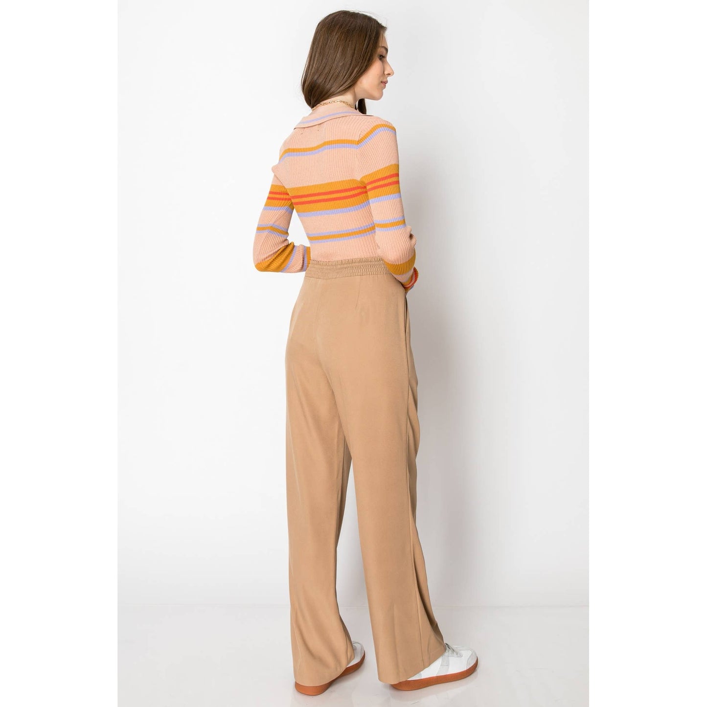 Wide Leg Trousers Smocked Back PANTS