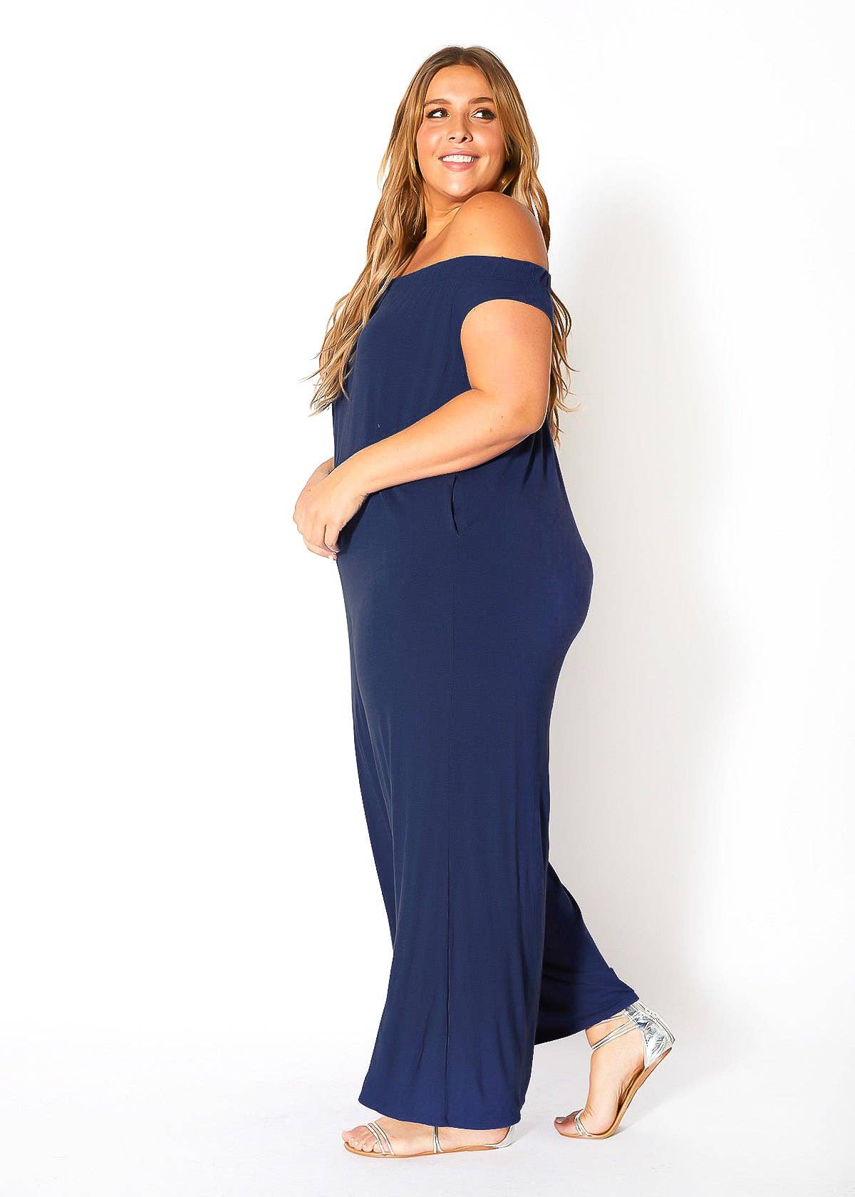 Comfy N’ Cute Plus Size Off Shoulder Wide Leg Jumpsuit