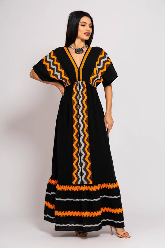 KNOSSOS DEEP V MAXI DRESS