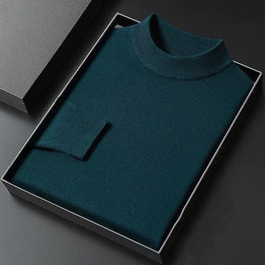 Men Turtleneck Sweater Pullover Knit Ribbed Style