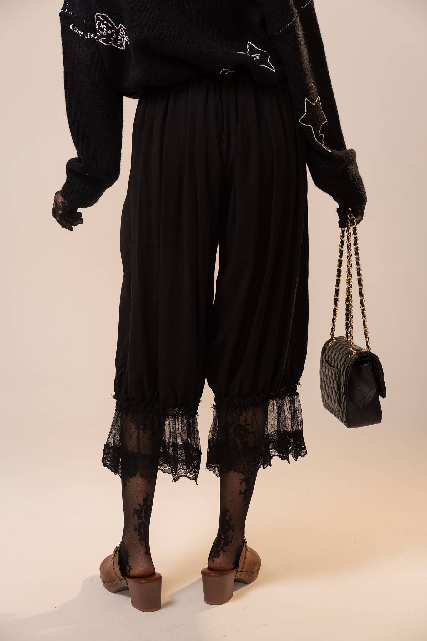 95852P Lace Trim Mid Rise Balloon Pants