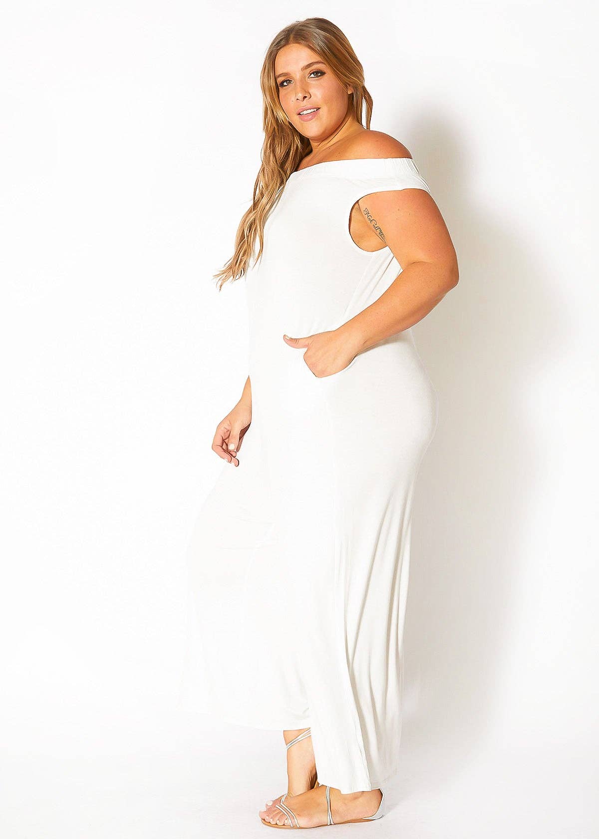 Comfy N’ Cute Plus Size Off Shoulder Wide Leg Jumpsuit