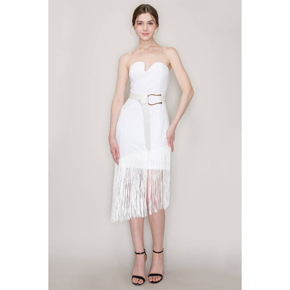 Harlem Nights White Fringe Sleeveless Dress