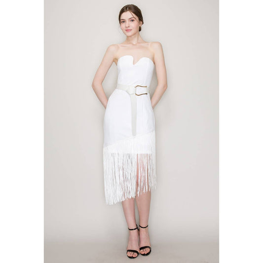 Harlem Nights White Fringe Sleeveless Dress