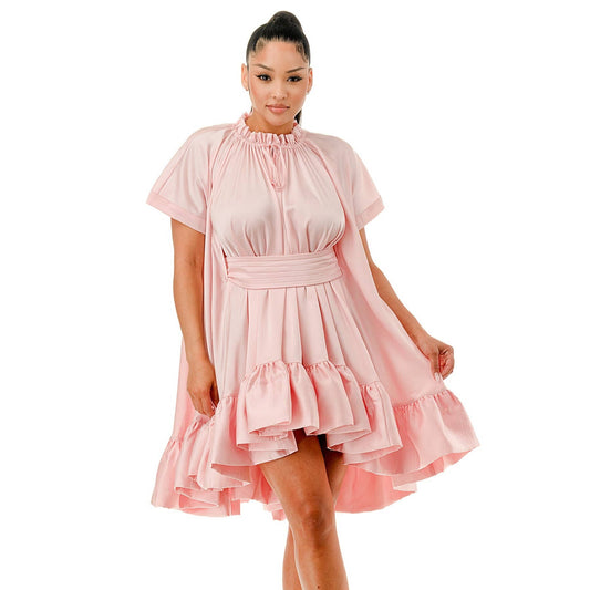 CAPE ESCAPE RUFFLE DRESS

 PLUS