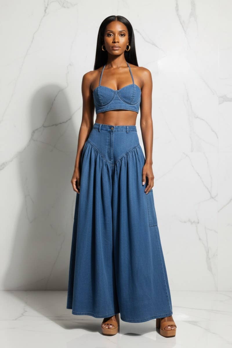 PLUS SIZE Two-Piece Wide-Leg Pant Set