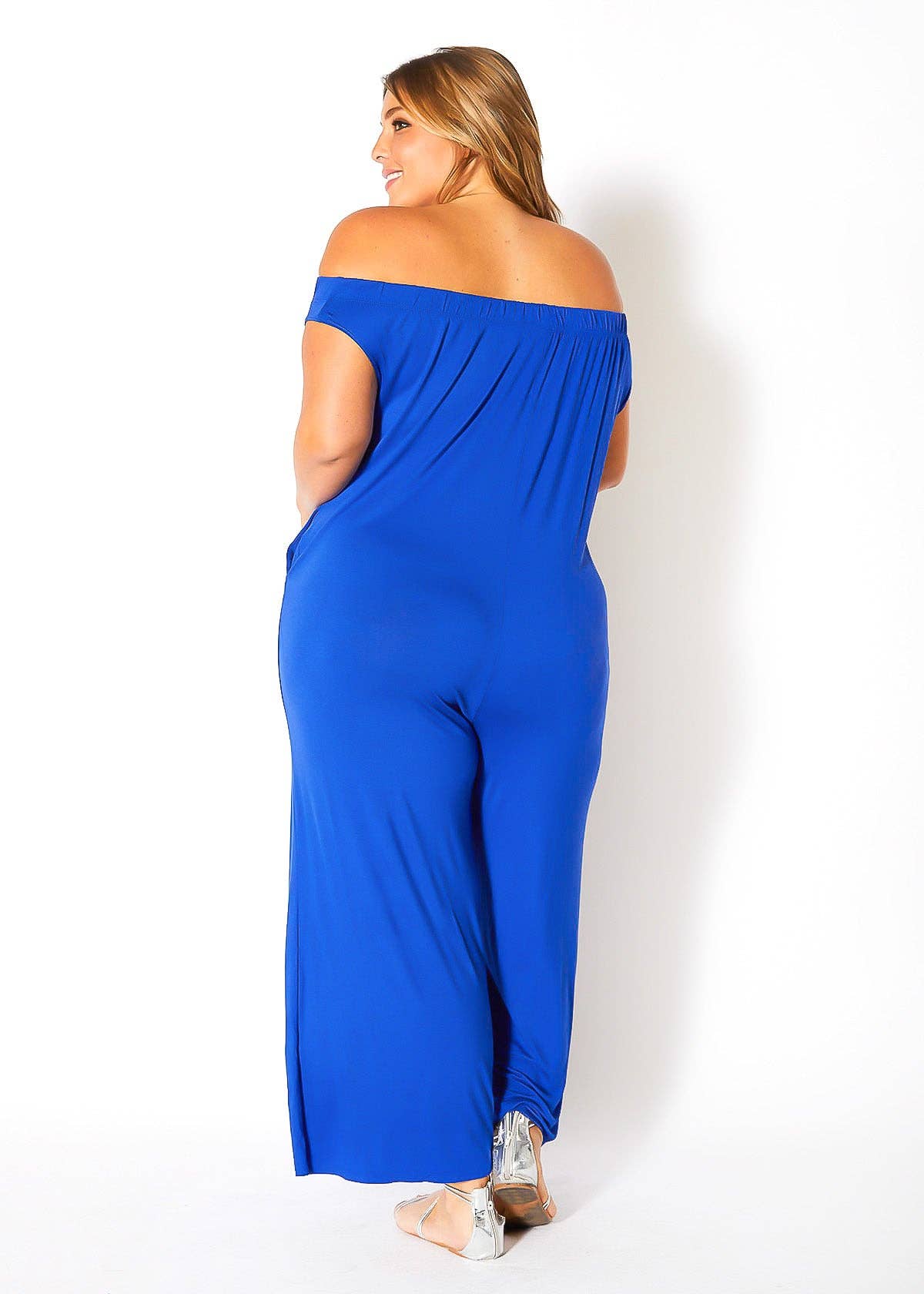 Comfy N’ Cute Plus Size Off Shoulder Wide Leg Jumpsuit