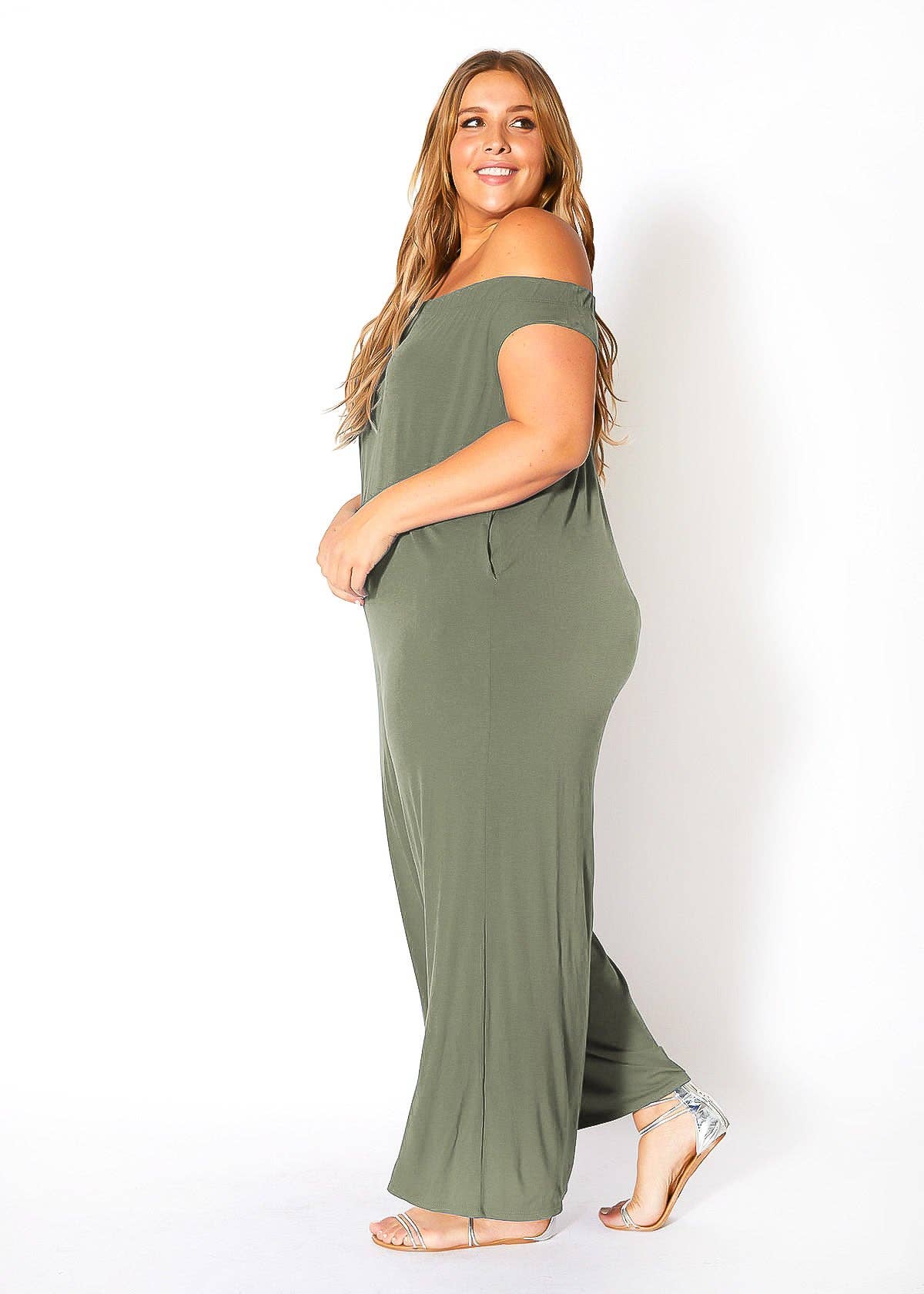 Comfy N’ Cute Plus Size Off Shoulder Wide Leg Jumpsuit