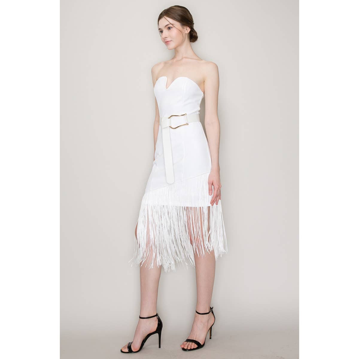 Harlem Nights White Fringe Sleeveless Dress
