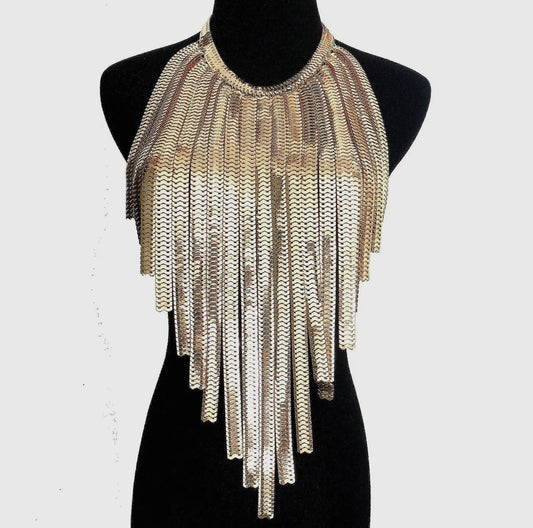 Gold Chunky Chain Fringe Necklace