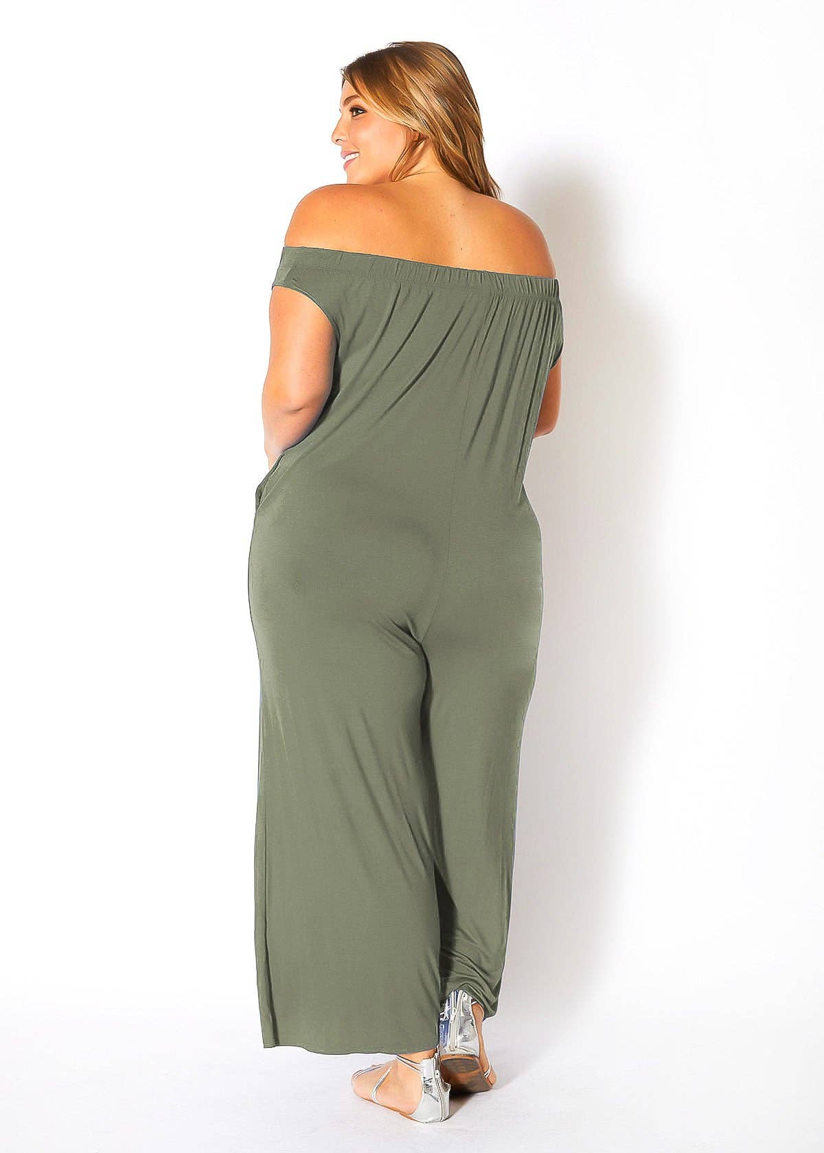 Comfy N’ Cute Plus Size Off Shoulder Wide Leg Jumpsuit