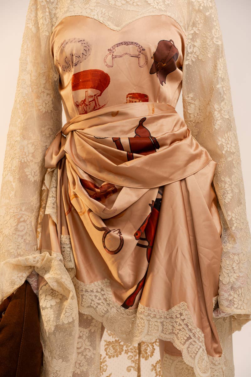 47043D Sheer Lace Kimono Sleeve Maxi Dress