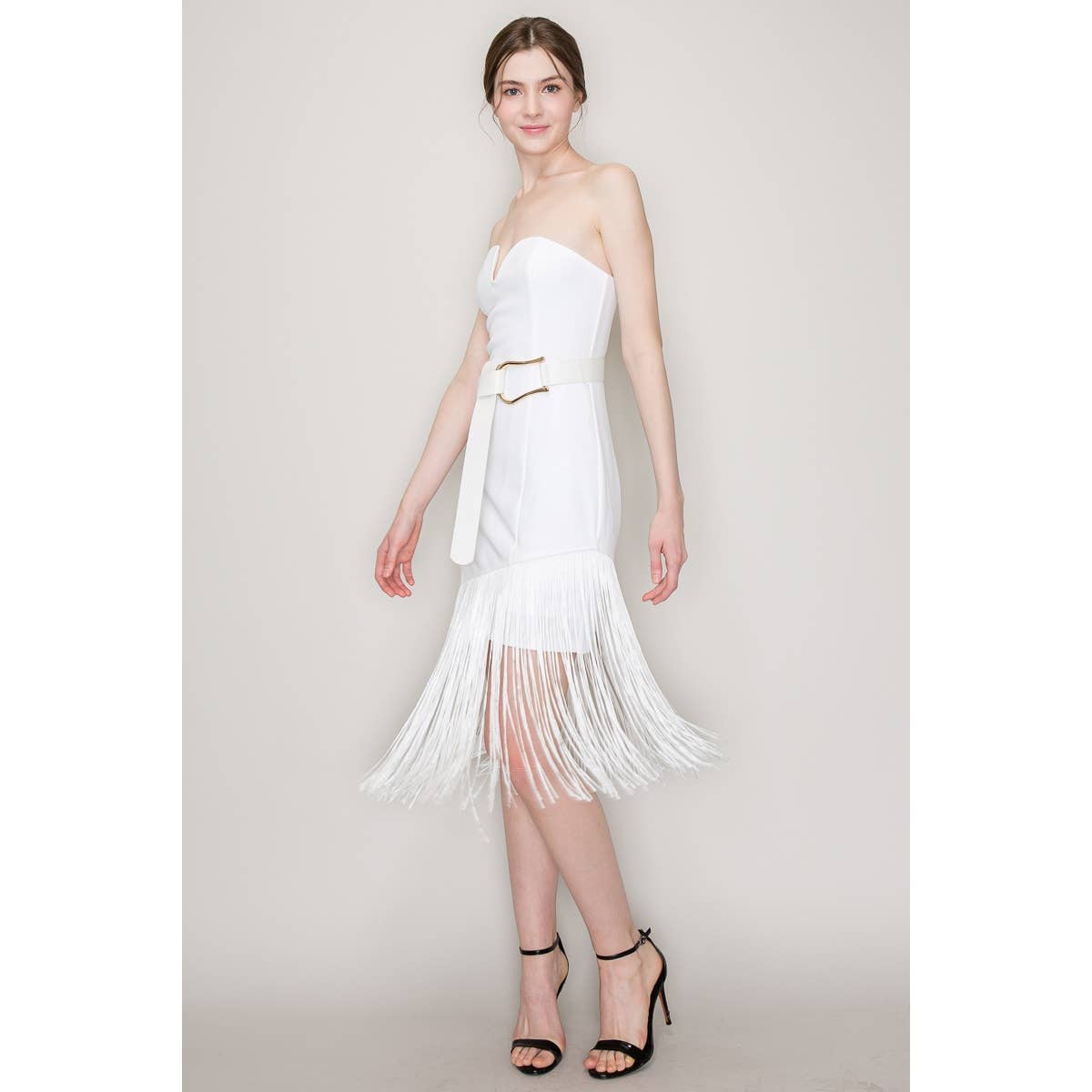 Harlem Nights White Fringe Sleeveless Dress