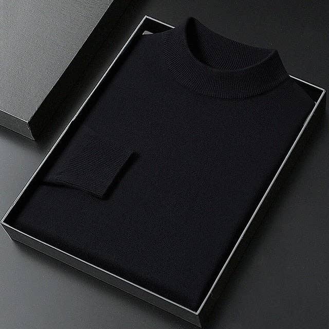 Men Turtleneck Sweater Pullover Knit Ribbed Style