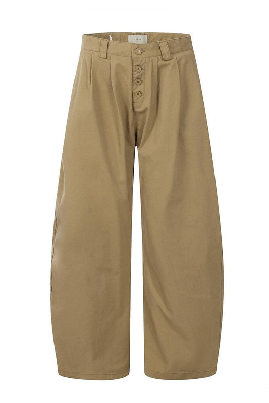 Baggy Button Wide-Leg Trousers