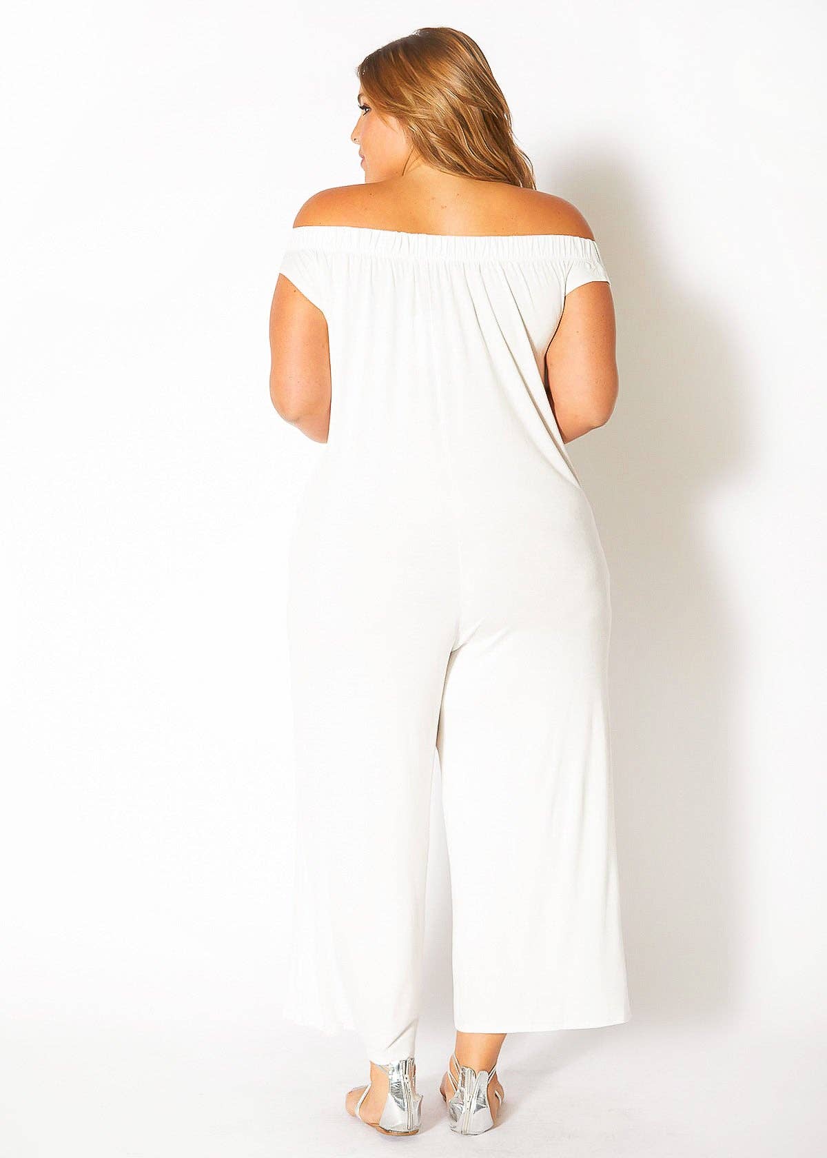 Comfy N’ Cute Plus Size Off Shoulder Wide Leg Jumpsuit