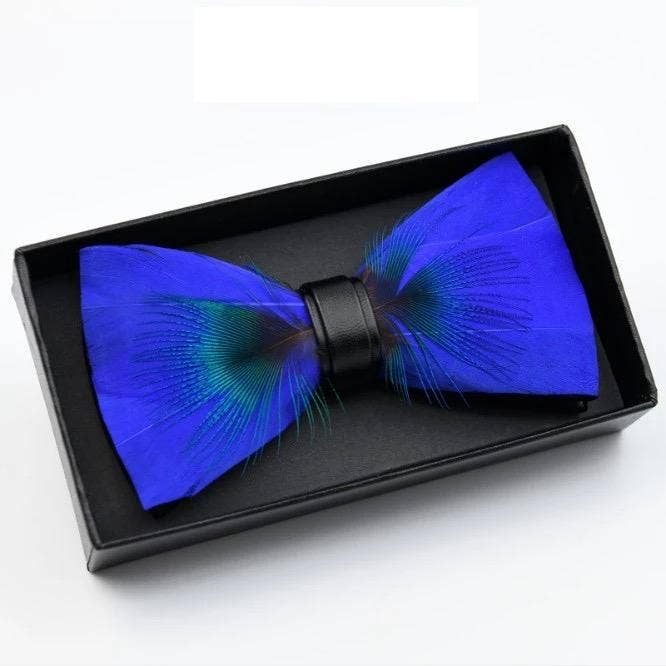 Handmade Blues Clues Feather Bow Tie W/free Lapel Pin Set