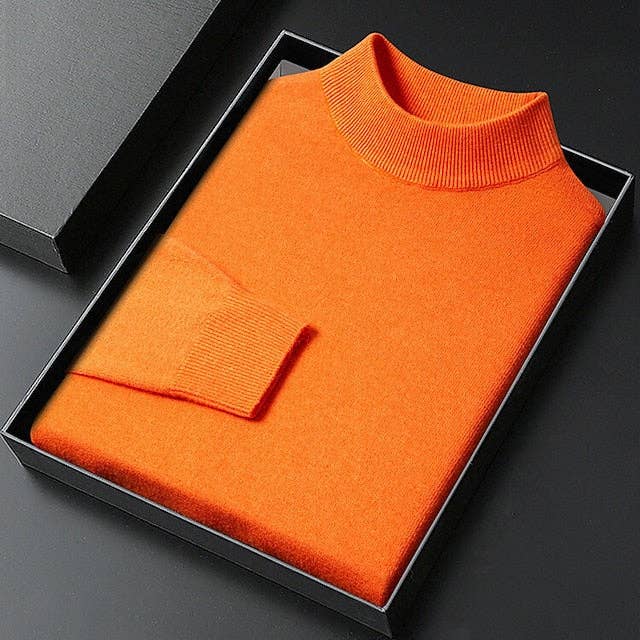 Men Turtleneck Sweater Pullover Knit Ribbed Style