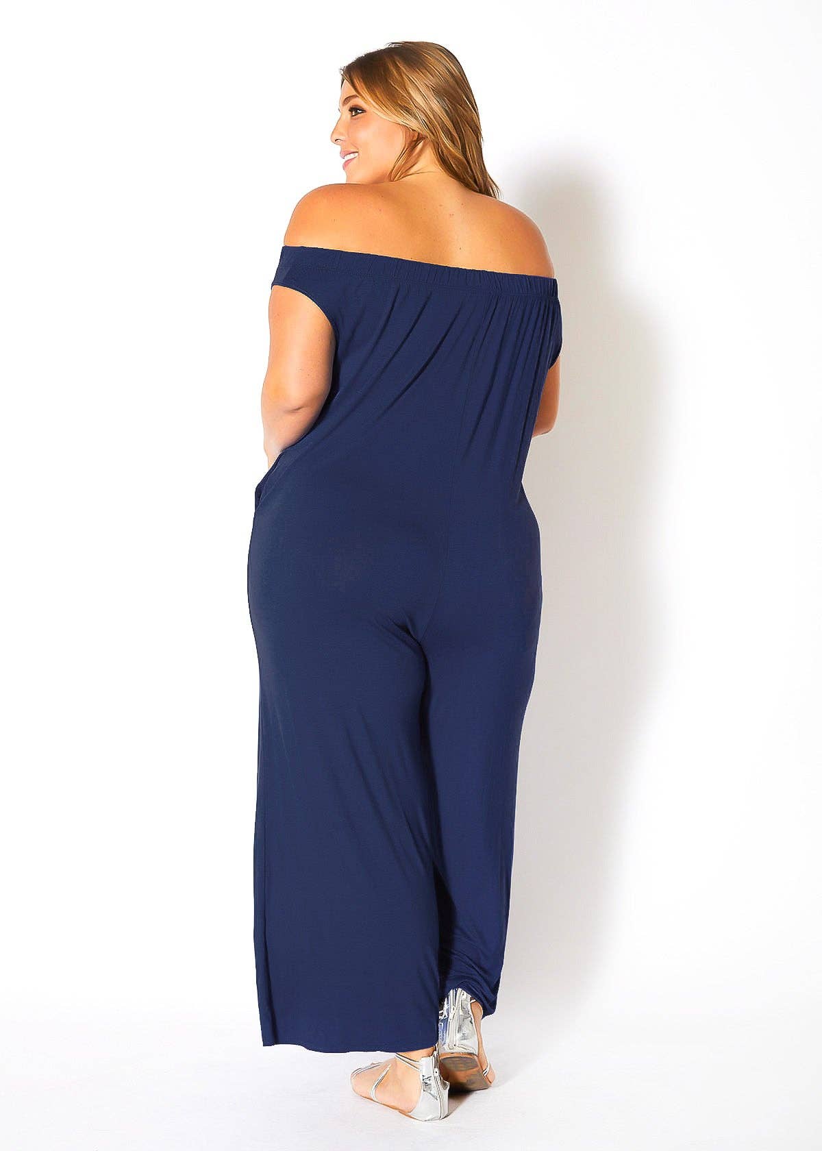 Comfy N’ Cute Plus Size Off Shoulder Wide Leg Jumpsuit
