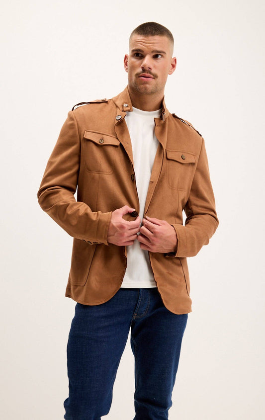 Men's Faux Suede Safari Jacket - Camel