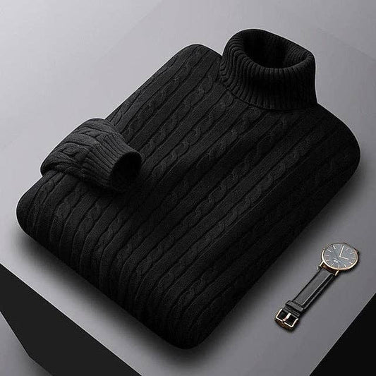 Mens Acrylic Cable Knit Turtleneck Sweater